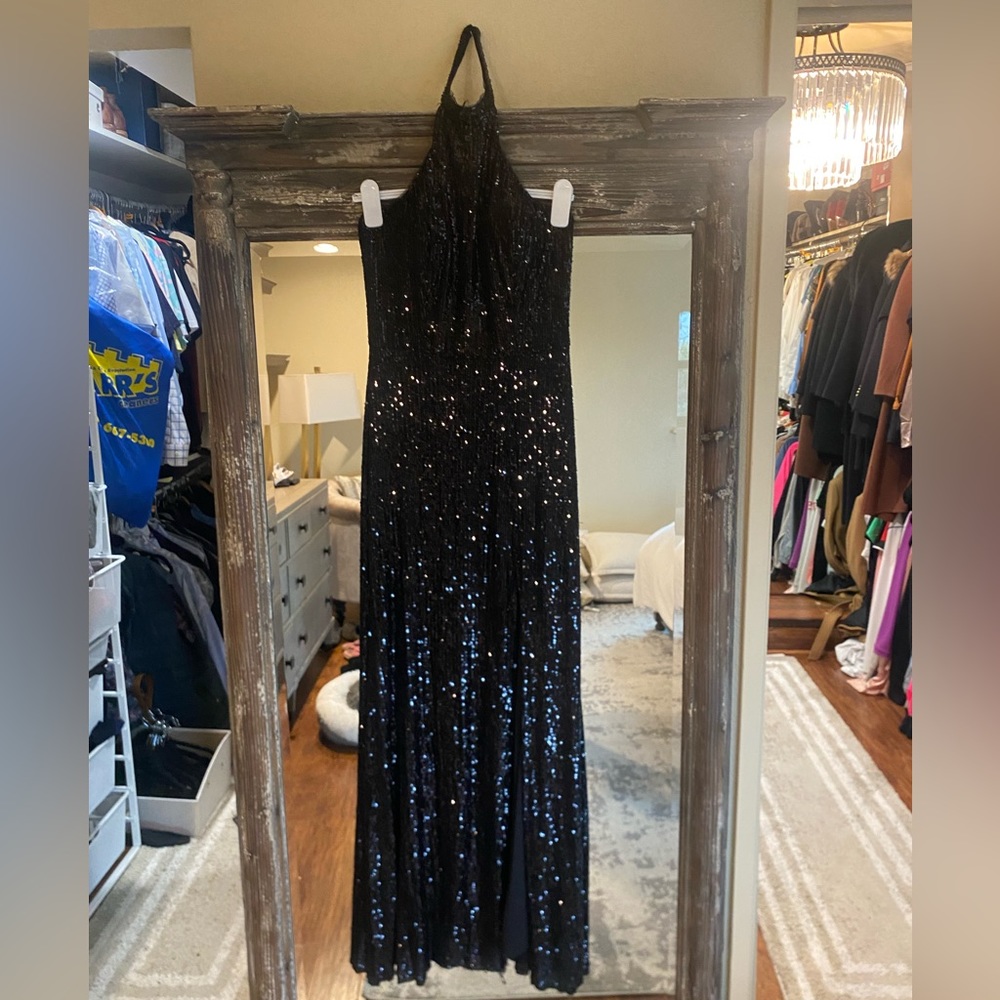 Aqua Saks Fifth Ave Black Sequin Dress